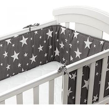 Luchild Protector de Cuna, 210cm Parachoques, Protector Cuna Chichonera para Proteger Bebe y Decorar la Cuna