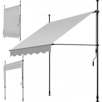 Toldo Plegable para Balcón con Manivela, Ajustable en Altura, Estructura de Acero con Revestimiento en Polvo, Cilindro de Aluminio Ligero, Barras Telescópicas