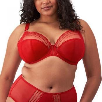 Elomi Women's Matilda Plunge Underwire Bra - Red Polyamide - Size 44E Full Coverage
