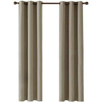 Deconovo Cortinas Opacas con Aislamiento Térmico para Salón Oficina Hotel Decorativas con Ojales 2 Piezas Beige Claro 107x229cm