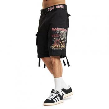 Shorts Cargo Brandit Iron Maiden Savage The Number of The Beast Edición Negra - XXL - 100% Algodón