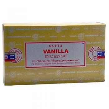 Incienso Natural de Vainilla Satya - Paquete de 12 Varitas Aromáticas de 15g