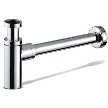 Sifón de lavabo minimalista regulable en altura de latón con acabado cromo brillo