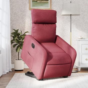 Sillón eléctrico reclinable elevable de tela rojo tinto Vidaxl