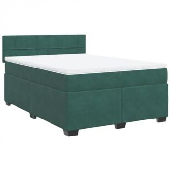 Cama Box Spring con Colchón de Terciopelo Verde Oscuro 160x200 cm
