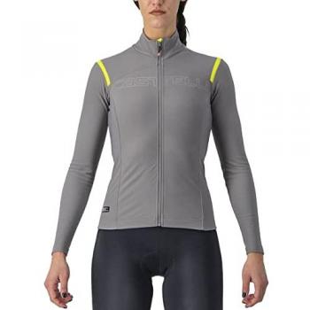 Maillot Castelli Tutto Nano Rosso Corsa de manga larga para mujer, color gris y amarillo flúor, talla S