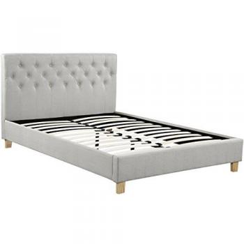 Cama EMMY 140 x 190 cm Beige con sommier de lattes y estructura de contrachapado