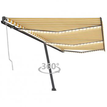 Cortina automática con sensor de viento LED 600x300 cm Amarillo Blanco