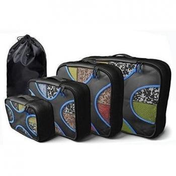 Cubo de viaje - Hie 4 Cubos de embalaje Bolsas + 1 Bolsa de lavanderia con cordon - el equipaje de viaje perfecto Organizador