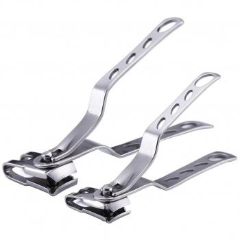 Morcare Uail Clippers con mango largo de cabeza giratoria de 360 grados, uñas de acero inoxidable y cortador de uñas para los pies 2pcs