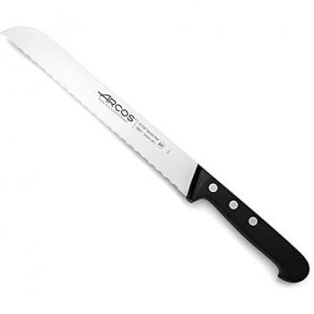 Arcos Serie Universal, Cuchillo Panero, Hoja de Acero Inoxidable Nitrum 200 mm con alveolos, Mango de Polioximetileno, POM Color Negro