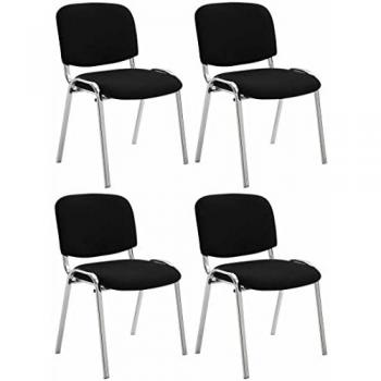 Set de 4 Sillas Confidente Ken Chrom Tapizadas en Tela, Acolchadas y Apilables, Color Negro