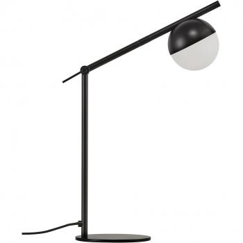 Lámpara de Mesa Contina Negra G9 con Cable Textil y Vidrio Opalino Mundoglasado