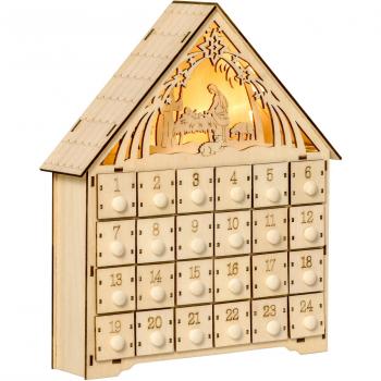 Calendario de Adviento de Madera con Luces y 24 Cajas - Decoración Navideña