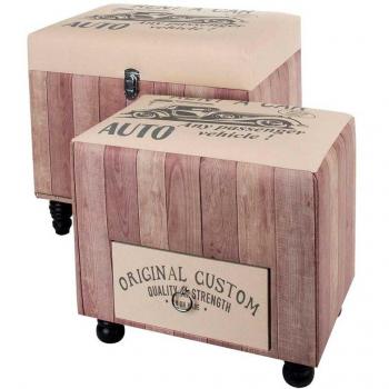 Cajas Decorativas Signes Grimalt By Sigris - Modelo 8, Set de 2 Baúles de Almacenaje Rosa, Dimensiones: 36x50x50cm
