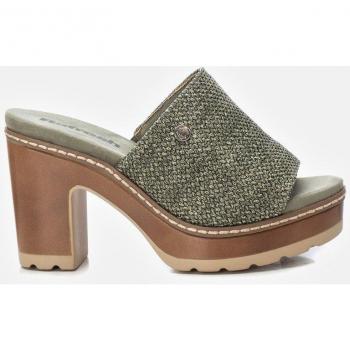 Sandalias Refresh para mujer 171803 en color verde con tacón de 8cm y suela de goma