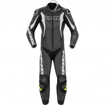 Traje de Moto de Cuero Perforado Spidi Sport Warrior Pro - Negro Blanco (Talla 48)