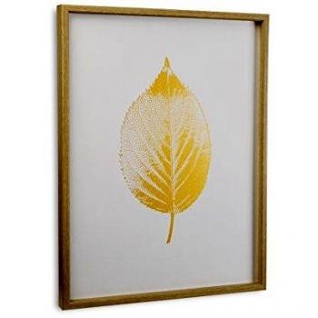 Versa 18830060 Cuadro con Diseño Hoja, Tela, Blanco, 45x4x60 cm