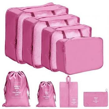 DoGeek Organizador de Equipaje 8 en 1 Set Viaje con Bolsa de Zapato, Impermeable Organizador de Maleta Bolsa para Ropa Sucia de Viaje, Material Nylon