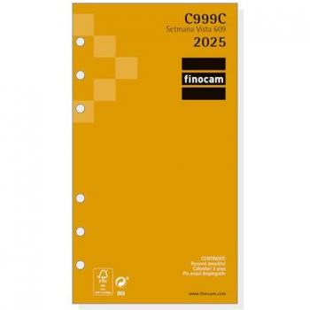 Finocam - Recambio Anual Classic 2025 Semana Vista Horizontal Catalán (Enero 2025 - Diciembre 2025, 12 meses, dimensiones 609-94x171 mm)