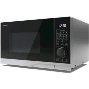 Microondas Sharp YC-PC284AE-S 900 W con grill y convección 28 L, control digital, 10 niveles de potencia, color plateado y negro