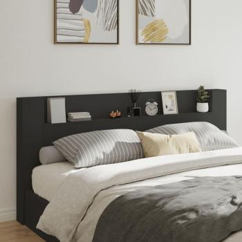 Cabecero de cama con contenedor LED negro 220x16,5x103,5 cm