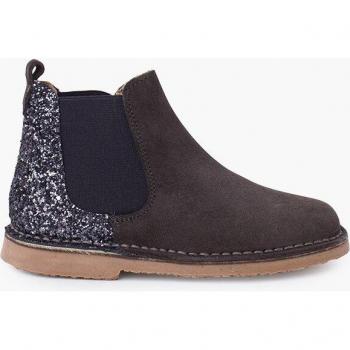 Botas de niña serraje con talonera glitter