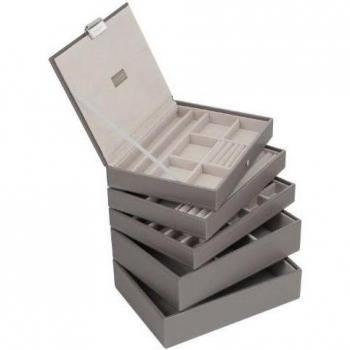 Stackers Classic Size |Organizador de la joyería Conjunto de 5 Cajas, visón y Forro de Terciopelo Gris