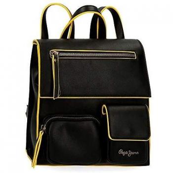 Pepe Jeans Zoe Bolso Mochila Negro 23x24x9 cms Piel Sintética