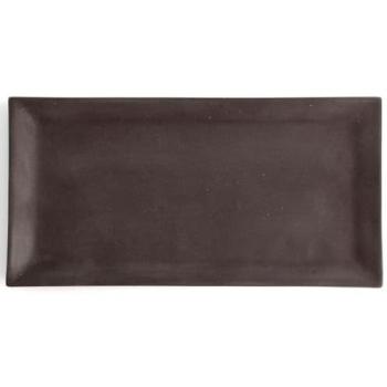Bandeja Rectangular de Cerámica Quid Mineral Gres 15x30cm Negra Texturizada, Apta para Microondas y 100% Higiénica, Alta Resistencia