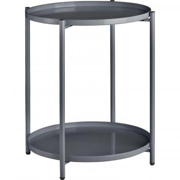 Mesa Auxiliar Oxford - Gris Oscuro, Diseño Rústico con Estantes Extraíbles y Bordes Protectores - 45,5 x 45,5 x 53 cm