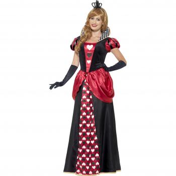Disfraz de Reina de Corazones Largo para Mujer con Vestido y Corona - Talla S