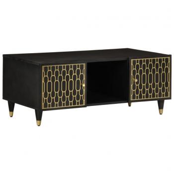 Mesa de centro de madera maciza de mango 100x54x40 cm en color negro