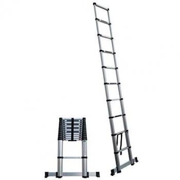 Escalera telescópica de apoyo, extensible, plegable, 9 peldaños