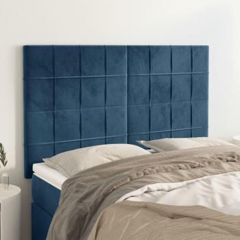 Cabeceros de terciopelo azul oscuro 4 unidades 72x5x78/88 cm vidaXL