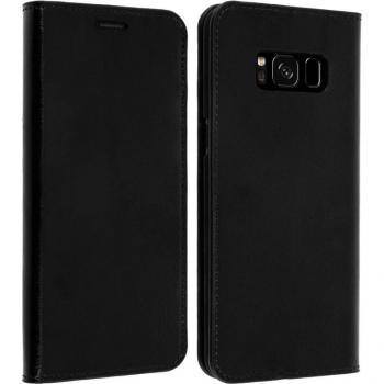 Funda Libro Cartera de Cuero Negra para Samsung Galaxy S8