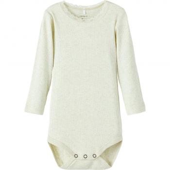 Name It Long Sleeve Baby Bodysuit with Lace Detail - Beige - Size 80