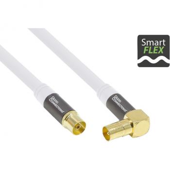 Cable de Antena SmartFLEX Good Connections, conector IEC en ángulo, 2m, vergoldado, cuatro veces apantallado (120 dB)