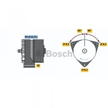 Alternador Bosch 0 986 031 020 - 55 A, 14 V, Reemplaza a 120489506 y 986030220