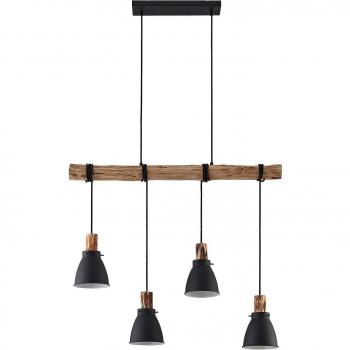 Lámpara colgante Lindby Trebale, 4 luces E14, metal y madera, regulable para salón y comedor