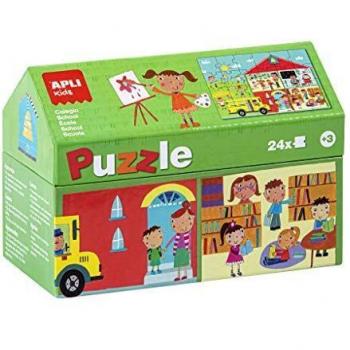 APLI Kids - Escuela Puzle Casita, 24 Piezas, Multicolor, 17352