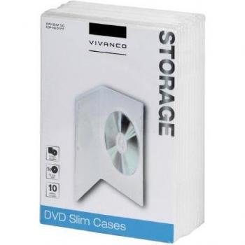 Vivanco - Lote de Fundas para CD y DVD Transparente 10er Pack