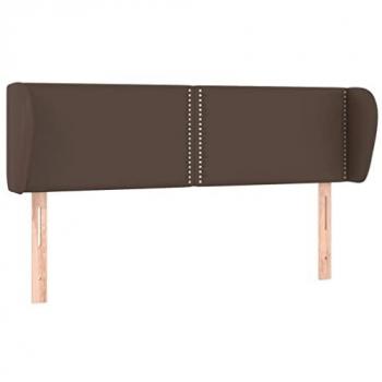 Cabecero de cuero sintético marrón 147x23x78/88 cm
