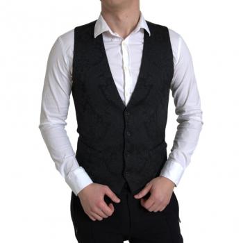 Dolce & Gabbana Black Polyester Waistcoat Formal Men Vest - IT46 | S