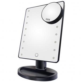 newqibeauty iluminado maquillaje espejo con 16 luces LED 10 x lupa espejo, 180 ° ajustable rotación, pantalla táctil iluminado espejo de tocador