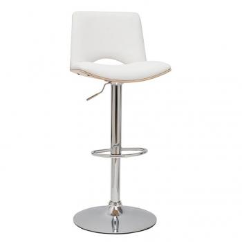 Taburete de cocina de diseño ajustable blanco con tonos de madera blanca Panach