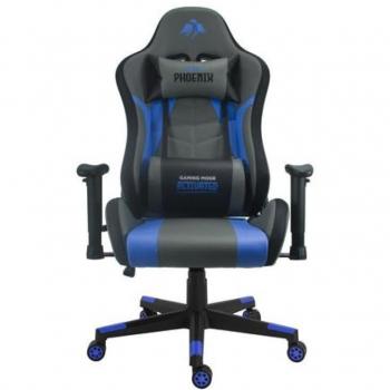 Silla Gaming Serie Phoenix Azul Cromad - Diseño Ergonómico con Reposabrazos Ajustables y Respaldo Reclinable