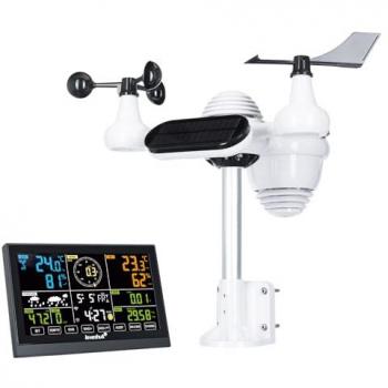 Estación Meteorológica Digital 7 en 1 Levenhuk Wezzer PLUS LP140 a Prueba de Salpicaduras con Calendario y Reloj con Alarma, Termómetro, Higrómetro, Barómetro, Anemómetro