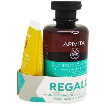 Apivita Champú Equilibrante para Raíces Grasas y Puntas Secas con Ortiga y Propóleo 250 ml + Acondicionador 50 ml