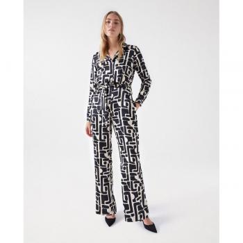 Mono Satinado Estampado Geométrico Salsa Negro